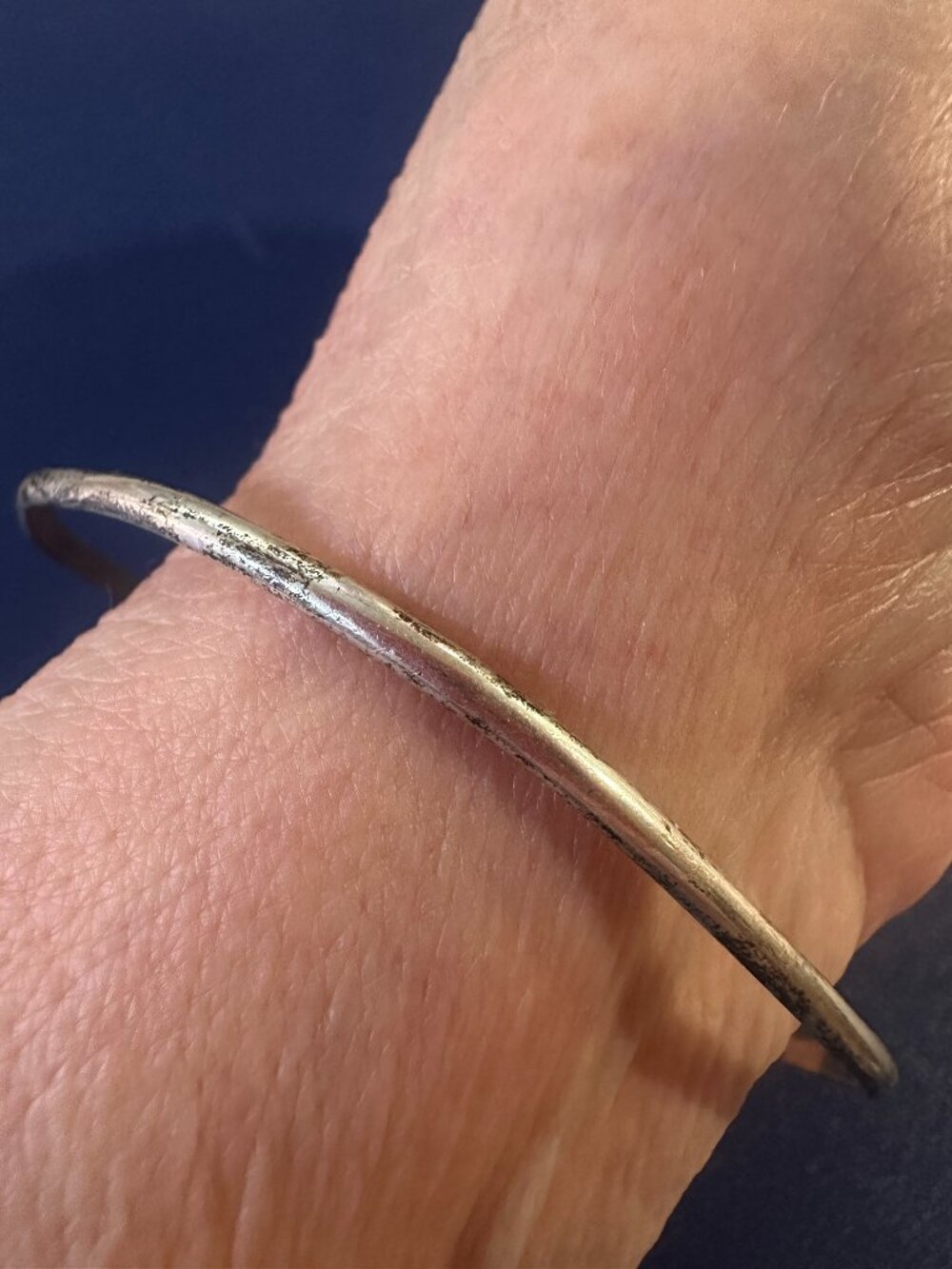 Vintage 1970s Sterling Silver Slim Thin Slip-On Bangle Bracelet